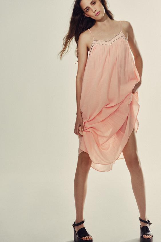 Zara Studded Midi Dress – Neon Orange