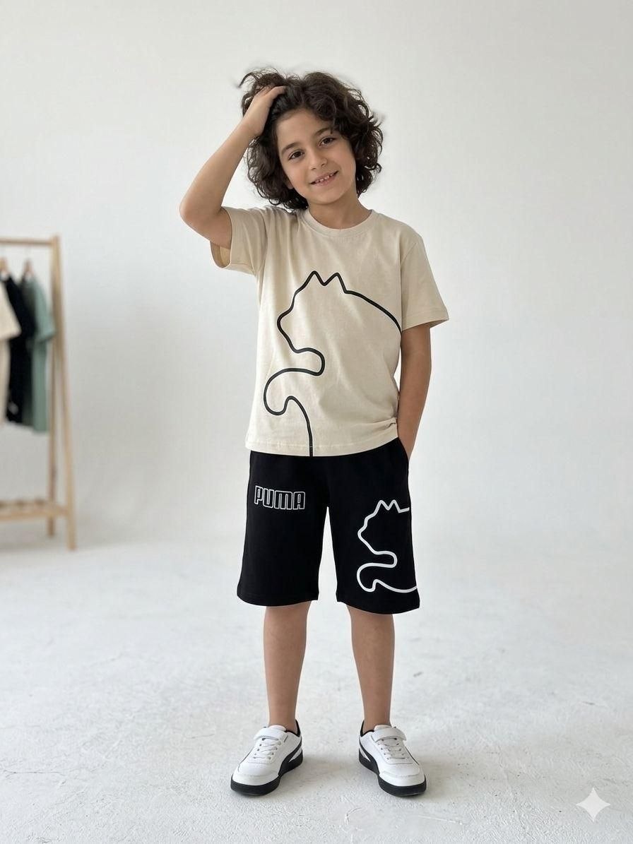 Girls Denim Butterfly T-shirt & Jean Shorts Set