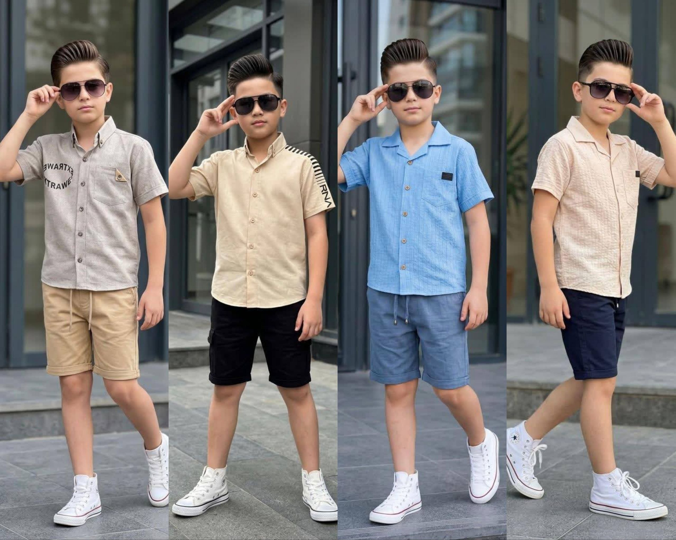 Boys' Short-Sleeve Casual Shirt & Shorts Set - Multicolor