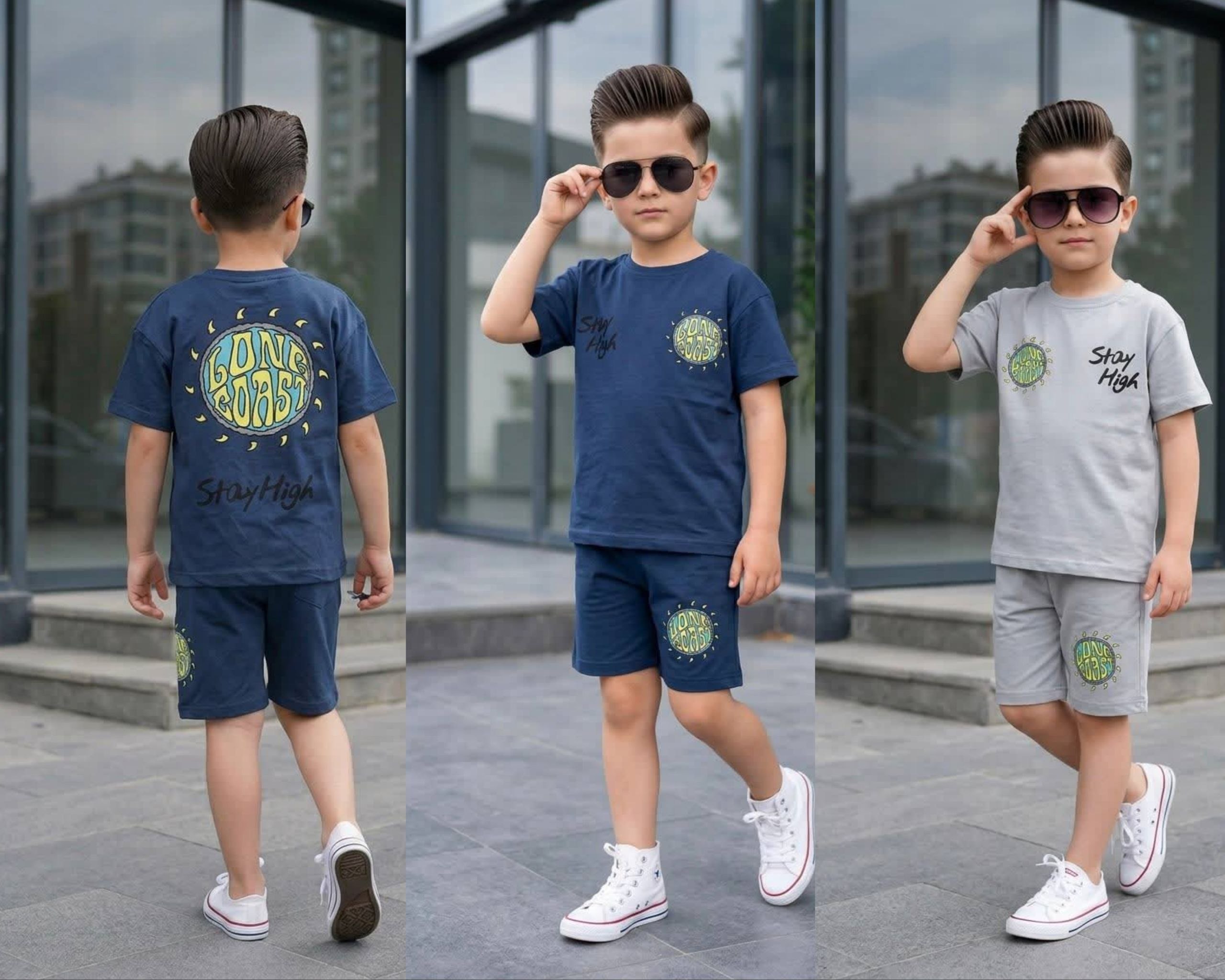 Boys' Sun Print T-Shirt & Shorts Set - Multicolor — Product image