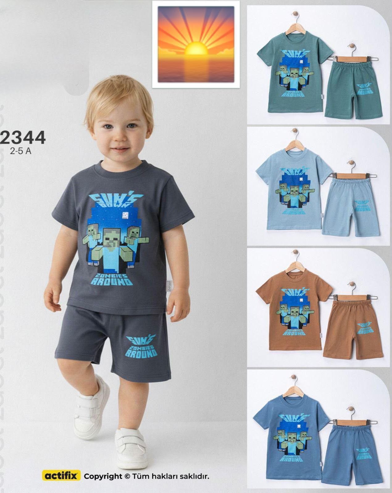 Boys' Pixel Game Character T-Shirt & Shorts Set - Multicolor — Product image