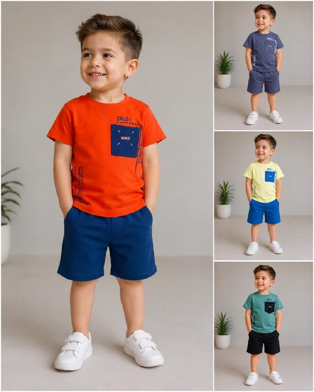 Boys' Pocket T-Shirt & Shorts Summer Set - Multicolor
