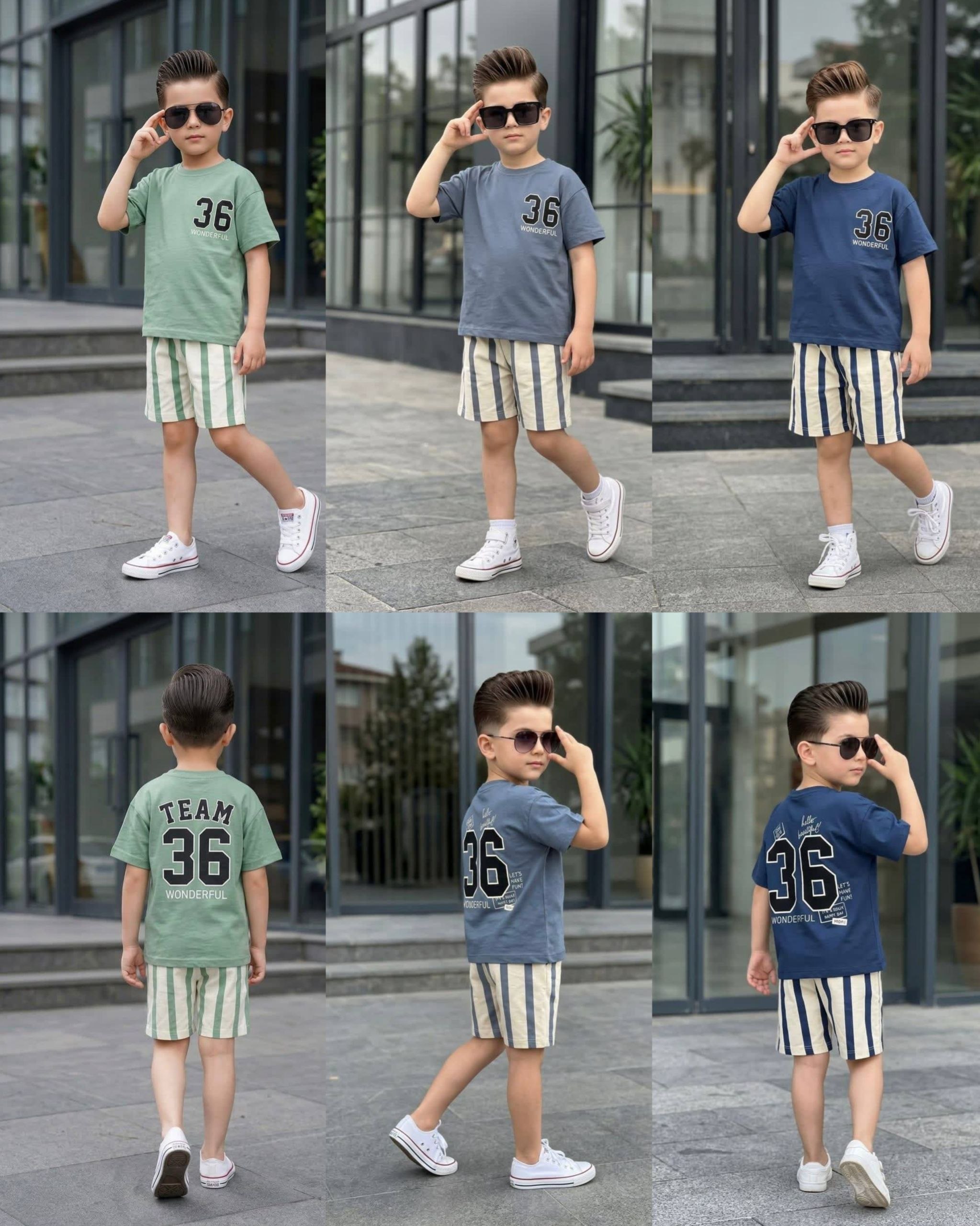 Boys' Number 36 T-Shirt & Striped Shorts Set - Multicolor