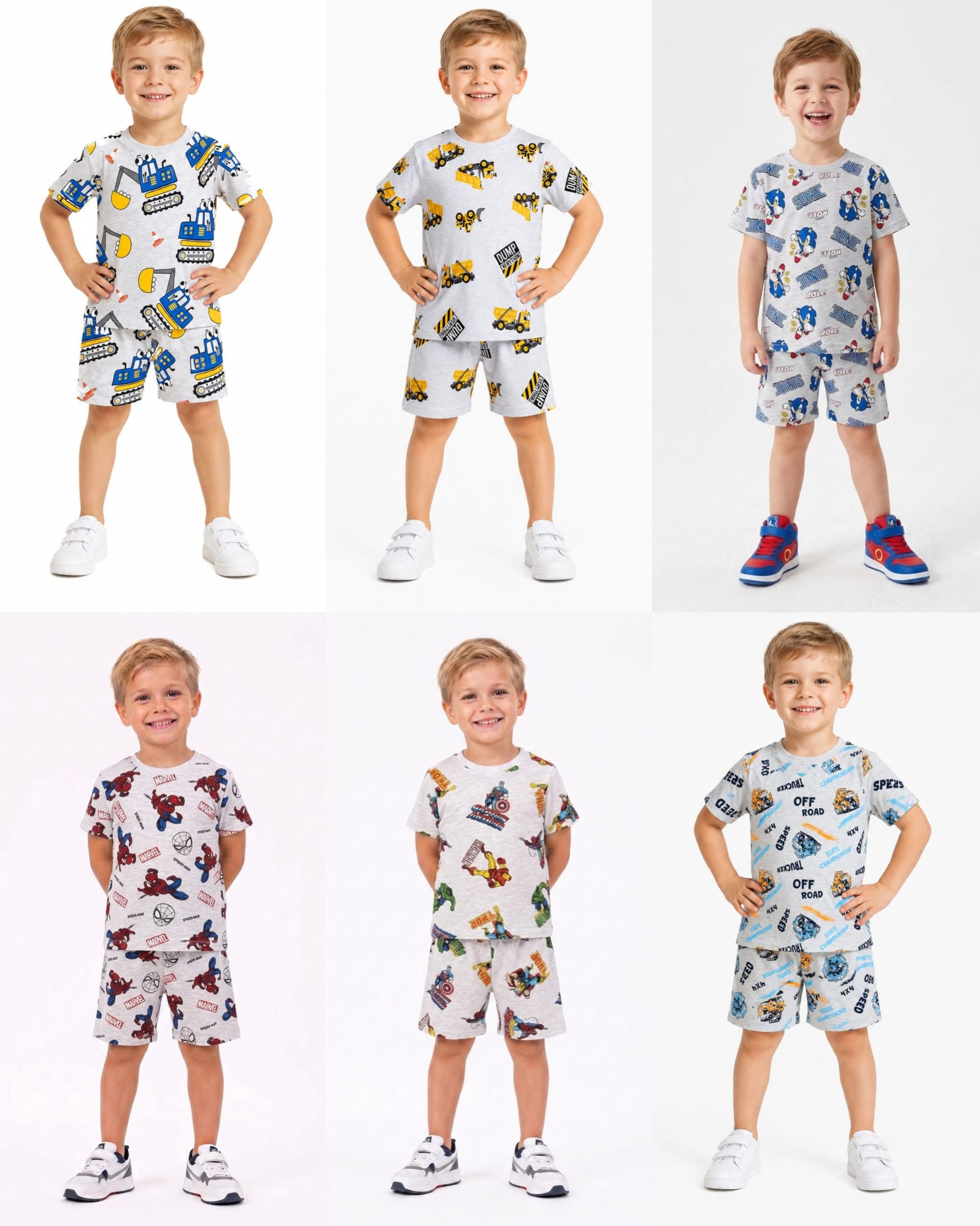Boys' Summer T-Shirt & Shorts Set - Assorted Prints
