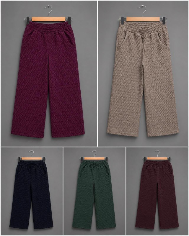 Women's Wide-Leg Textured Trousers - Multicolor