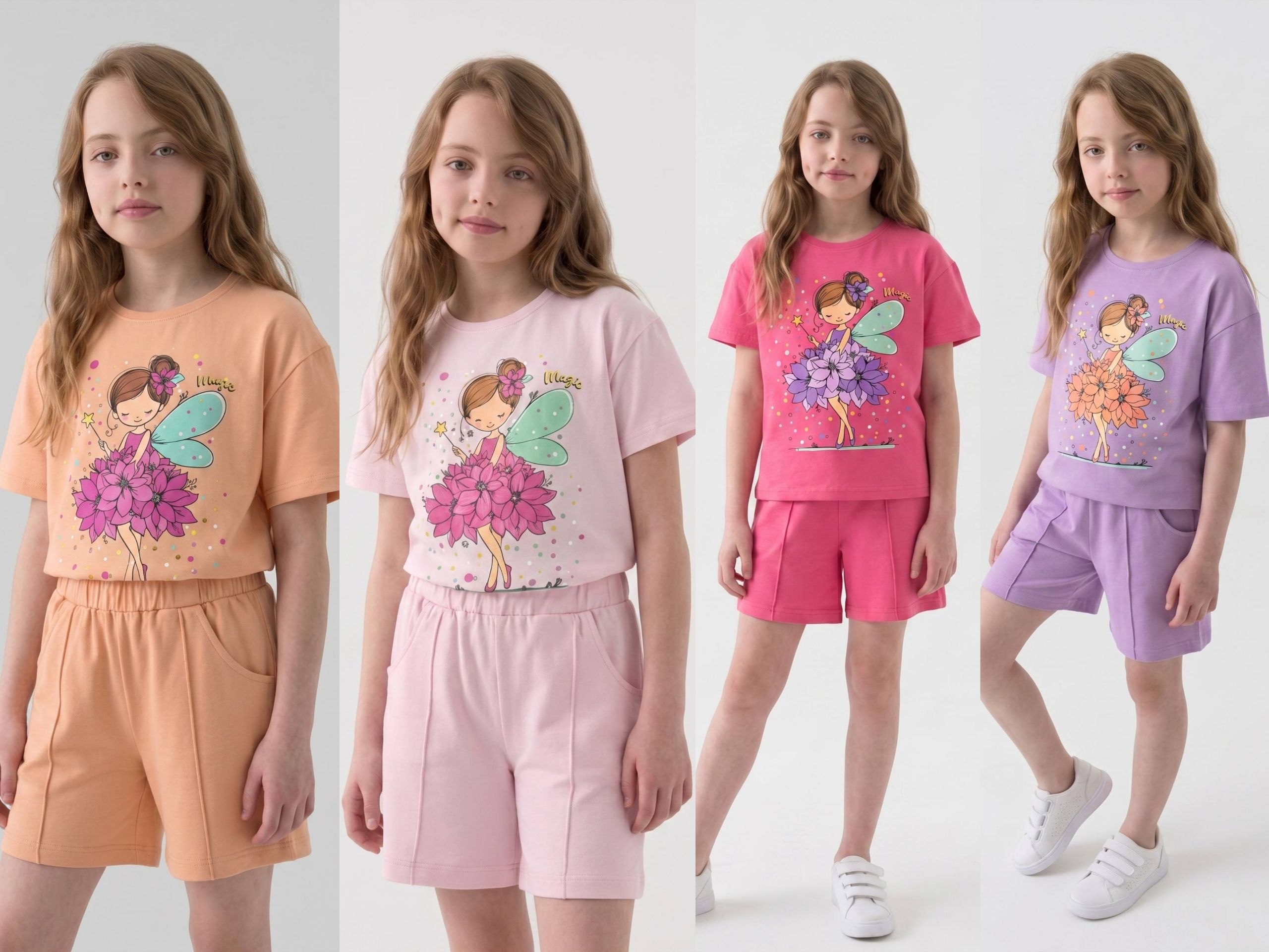 Girls' Fairy Magic Print T-Shirt & Shorts Set - Multicolor