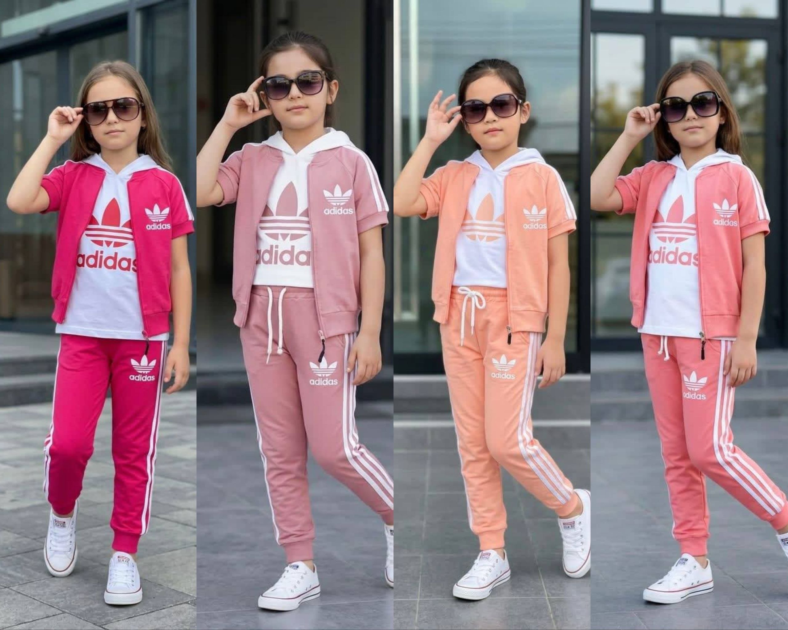 Girls' 3-Piece Striped Sporty Tracksuit - Multicolor — Product image